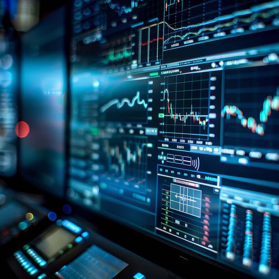 Screen displaying trading graphs