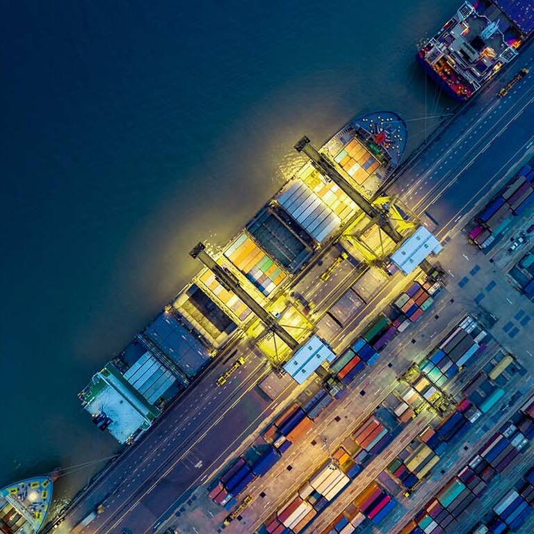 Bird's-eye view of a tilting boats